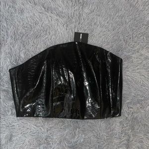 Black Textured Corset Top